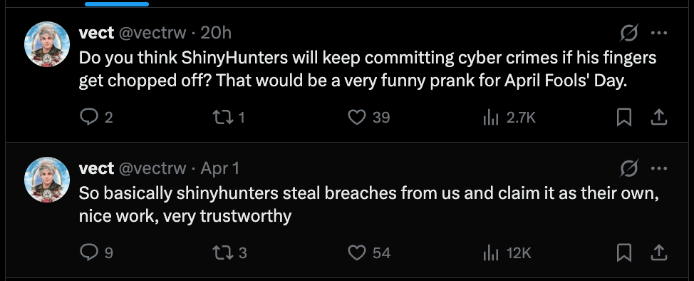 Public conflict between TeamPCP and a rival group in the criminal underground