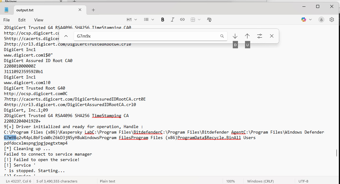 Figure 17: End-to-end validation of the strings recovery approach